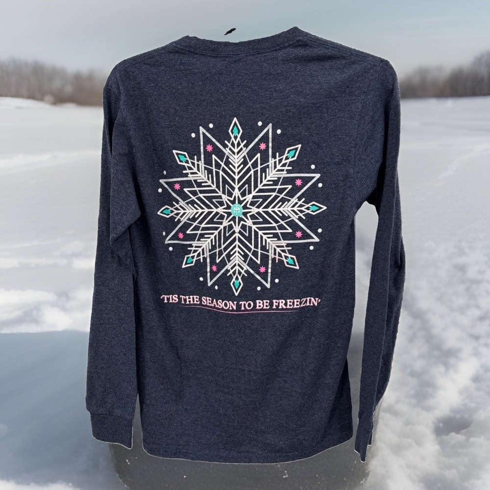 Girlie Girl Original T-Shirt LS Gray Size Small 'Tis The Season To Be Freezing